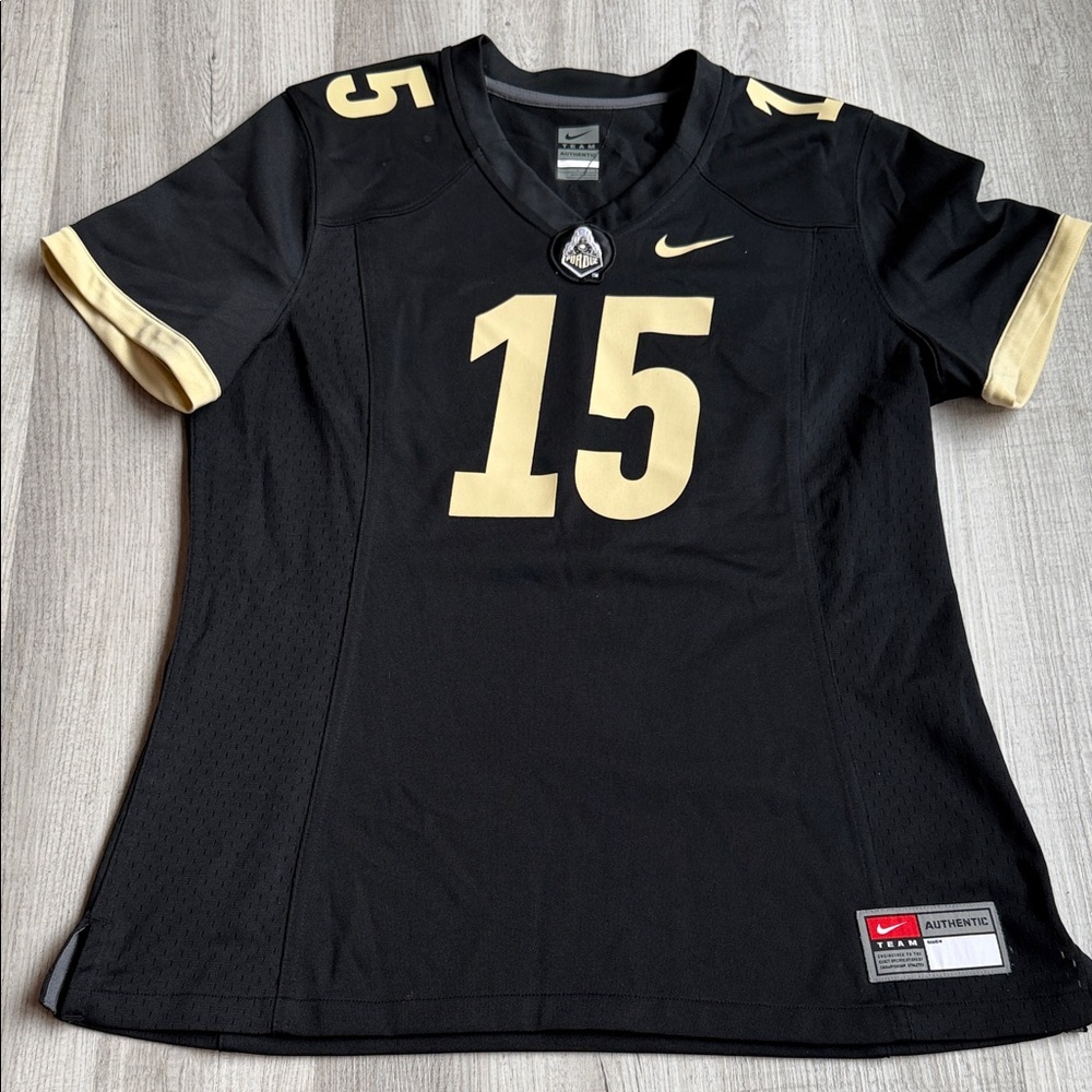 Nike Team Authentic Black Gold #15 Football Jersey Mens Large Athletic Mesh.C#1D